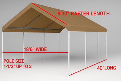 20 x 40 Heavy Duty Beige Canopy Top Cover with Valance Replacement Cover