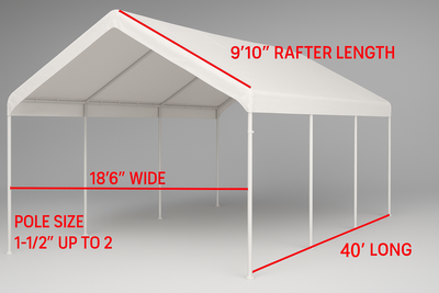 20 x 40 Heavy Duty White Canopy Top Cover with Valance Replacement Cover