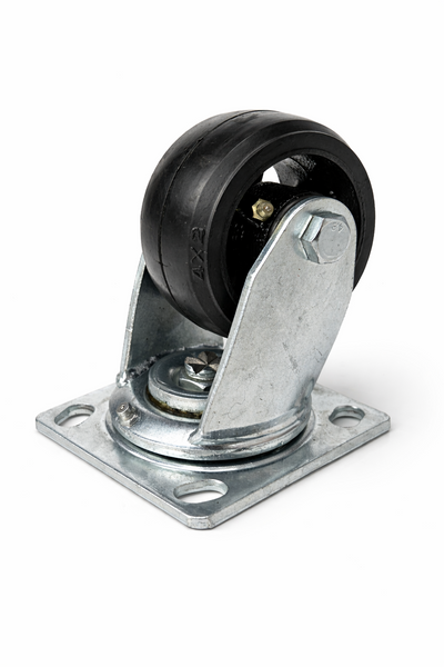 2 pc 4"x2" HD Caster Wheel Zinc Plate Swivel/Fixed 300 lb Each Quite Roll Rubber