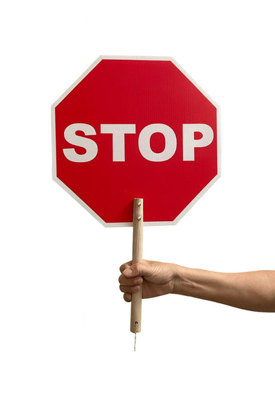 Traffic Crossing Guard Handheld STOP Sign Red Road Work STOP Sign With Handle
