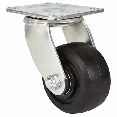 2 pc 4"x2" HD Caster Wheel Zinc Plate Swivel/Fixed 300 lb Each Quite Roll Rubber