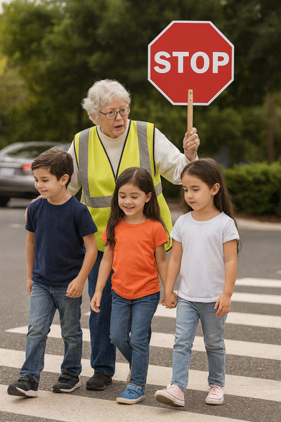 Traffic Crossing Guard Handheld STOP Sign Red Road Work STOP Sign With Handle