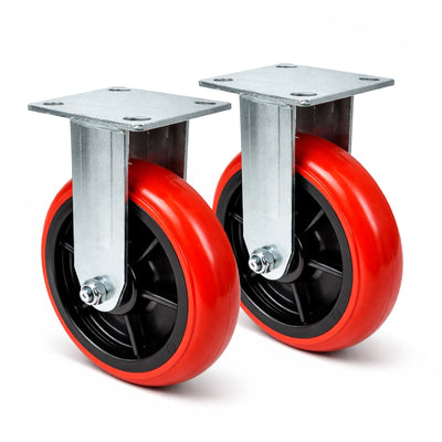 Voyager Tools 2-Pack 8 Inch Plate Caster Wheels (Pair), Swivel OR Fixed