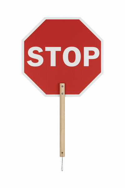 Traffic Crossing Guard Handheld STOP Sign Red Road Work STOP Sign With Handle
