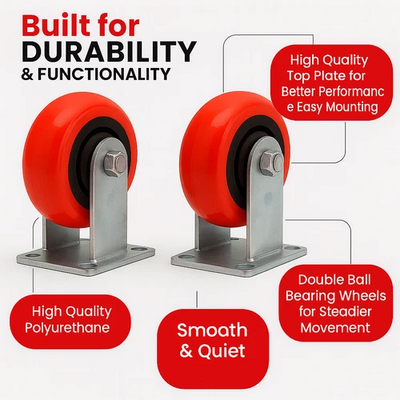 2 Pack 5 Inch Swivel Caster Wheel Extra Heavy Duty Smooth Rolling, Polyurethane
