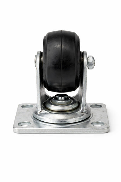 2 pc 4"x2" HD Caster Wheel Zinc Plate Swivel/Fixed 300 lb Each Quite Roll Rubber