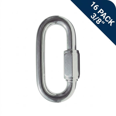16-pc 316 Steel Quick Link Carabiners Set Heavy Duty 3/8" SCREW LOCK Type