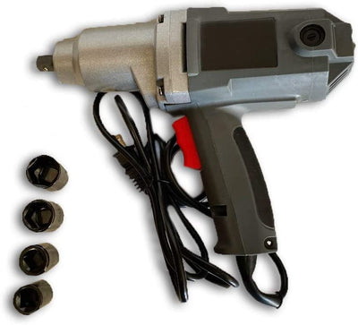 Voyager Tools Torque Impact Wrench Tool 1/2" Connector 100V/ 60HZ Grey Electric-Corded with Storage Case with 4 Sockets Driver