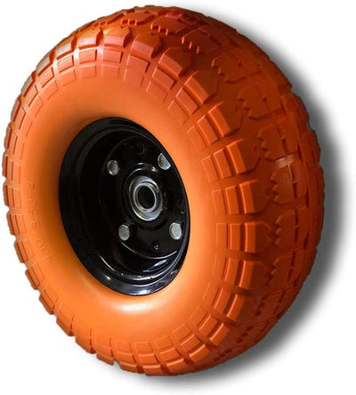 Voyager Tools Flat-Free Tires 10" Durable Wagon Dolly Cart Wheels (Orange) 2pc Set