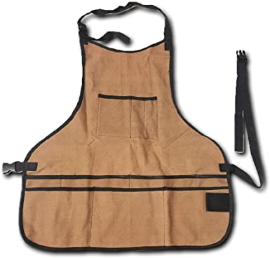 Voyager Tools 10 Pocket Bib Work Apron Sturdy Canvas Adjustable