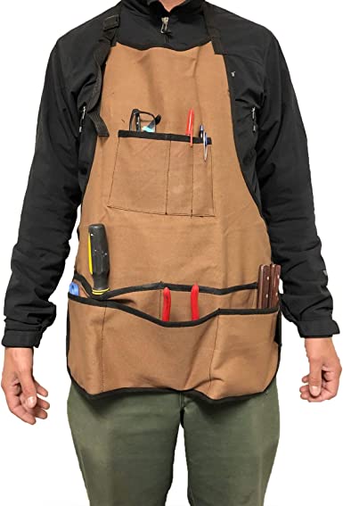 Voyager Tools 10 Pocket Bib Work Apron Sturdy Canvas Adjustable