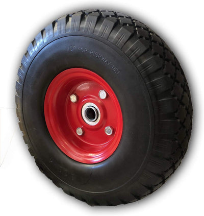 Voyager Tools Flat-Free Tires 10" Durable Wagon Dolly Cart Wheels (Black Red) 2pc Set