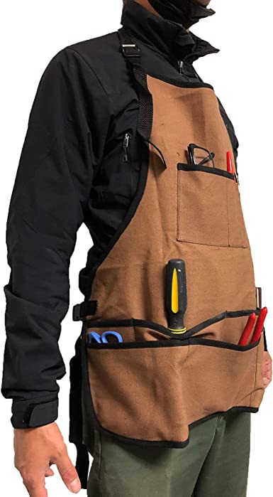 Voyager Tools 10 Pocket Bib Work Apron Sturdy Canvas Adjustable