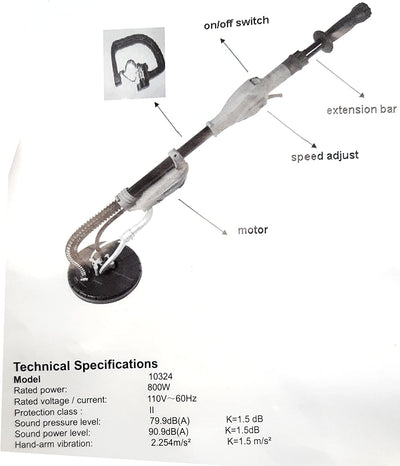 DryWall Vacuum Sander 800 Watt With Telescoping Pole And Carry Case