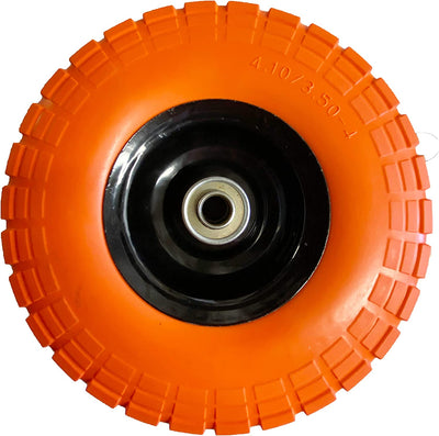 Voyager Tools Flat-Free Tires 10" Durable Wagon Dolly Cart Wheels (Orange) 2pc Set