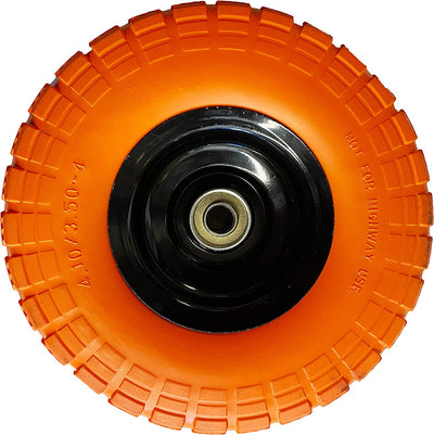 Voyager Tools Flat-Free Tires 10" Durable Wagon Dolly Cart Wheels (Orange) 2pc Set