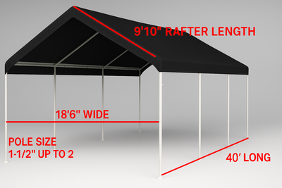 20 x 40 Heavy Duty Black Canopy Top Cover with Valance Replacement Cover