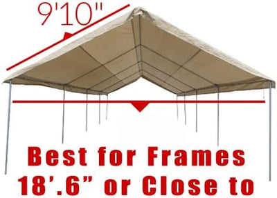 Valanced 20'X20' White Canopy Replacement Cover Top Roof Tarp Shade Vehicle Cover Finished Size 18'.6 x 20'