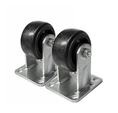 2 pc 4"x2" HD Caster Wheel Zinc Plate Swivel/Fixed 300 lb Each Quite Roll Rubber