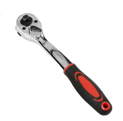 Dual Head Ratchet 3/8" & 1/2" Drive 72 Tooth Forward-Reverse Rubber Grip 10" L