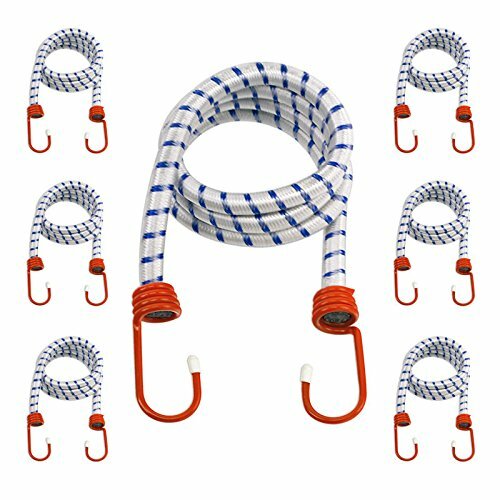 6-Pack Heavy Duty 48" Bungee Cords - 1/2-Inch Diameter Cord - Coated Steel Hooks