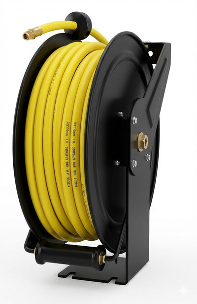 Voyager Tools 75' Retractable Air Hose Reel  3/8" Air Hose - Heavy-Duty Steel