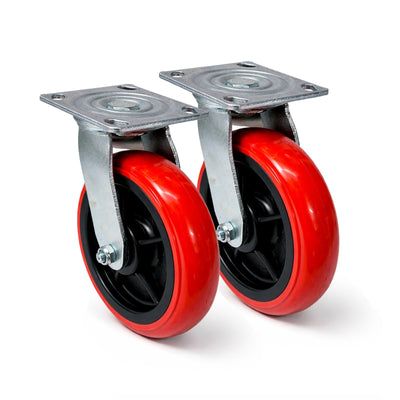 Voyager Tools 2-Pack 8 Inch Plate Caster Wheels (Pair), Swivel OR Fixed