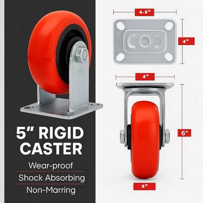 2 Pack 5 Inch Swivel Caster Wheel  Extra Heavy Duty Smooth Rolling, Polyurethane