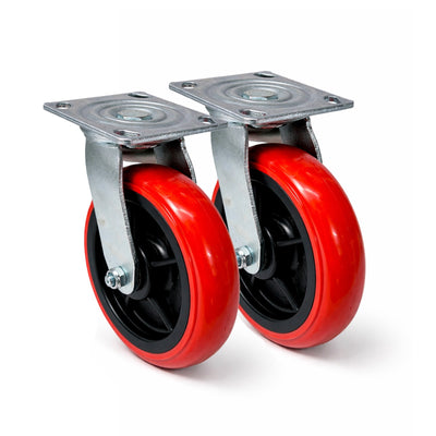Voyager Tools 2-Pack 6 Inch Plate Caster Wheels (Pair), Swivel OR Fixed