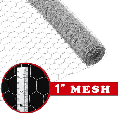 Hex Chicken Wire Fence Roll 2ft x 10/25/50ft | 1" Galvanized Garden Mesh Fence