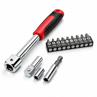 20pc SAE Flex Head Ratcheting Wrench Set 12 point 72T 5/16-3/4" w/Case 10pc Bits