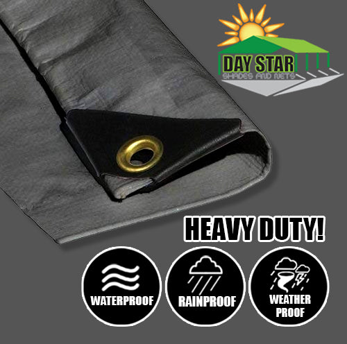 star tarp DAY STAR SHADES Extra Heavy Duty 12 MIL SILVER Tarp 3 Ply Coated Reinforced Canopy 3 Layer DAY STAR SHADES