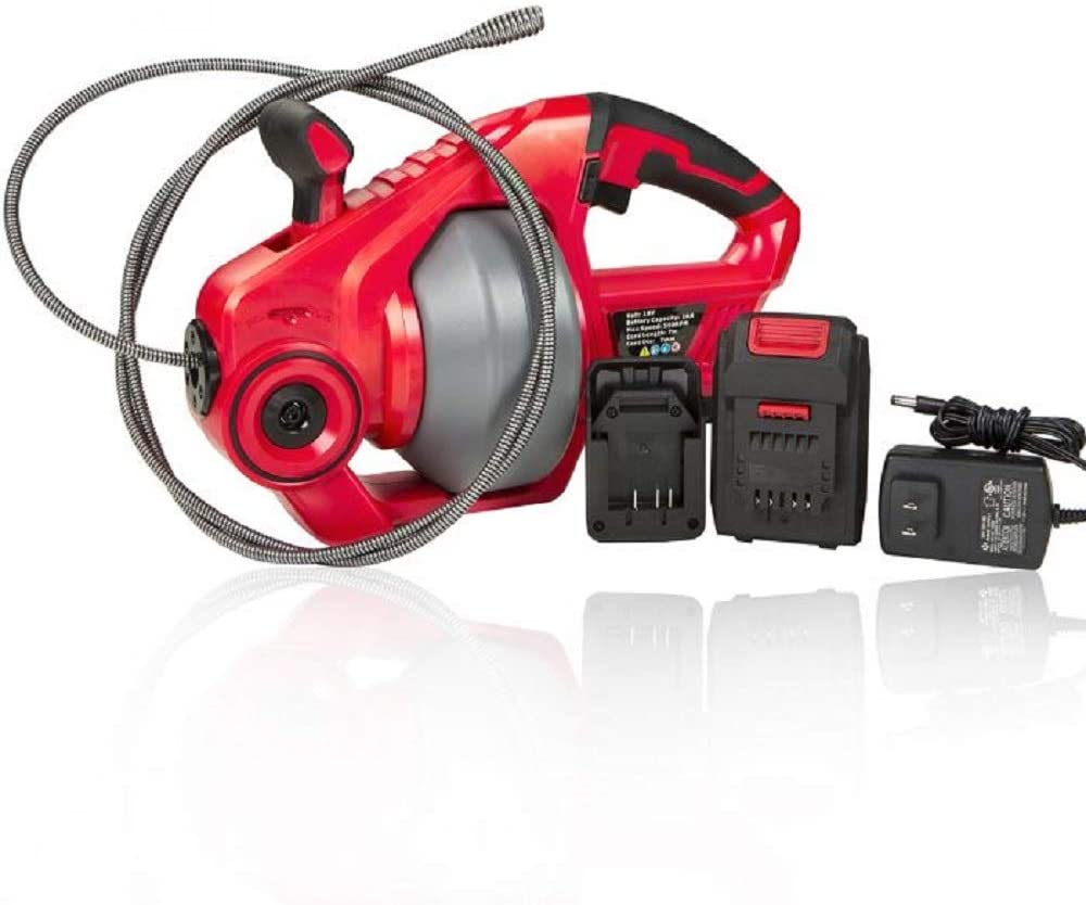 Professional Grade Cordless Pipe Cleaner Snake Auger w/Rechargeable Battery Pack