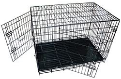 Voyager Tools Folding Steel Dual Entry Collapsible Animal Kennel with Lightweight Design and Slide Out Bottom Layer for Easy Cleaning