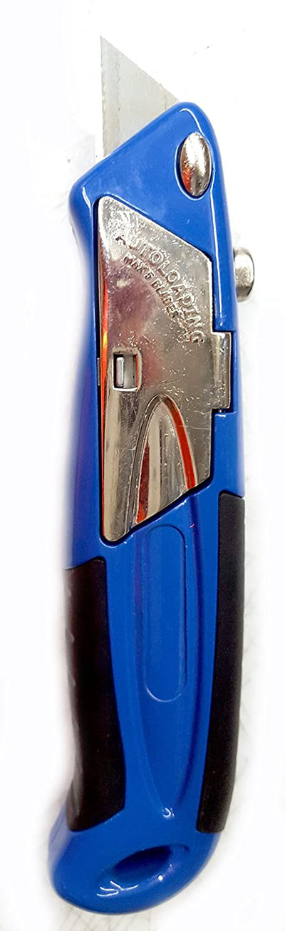 Heavy Duty Box Cutter Auto Loading Razor Blade Utility Metal Knife (Blue)