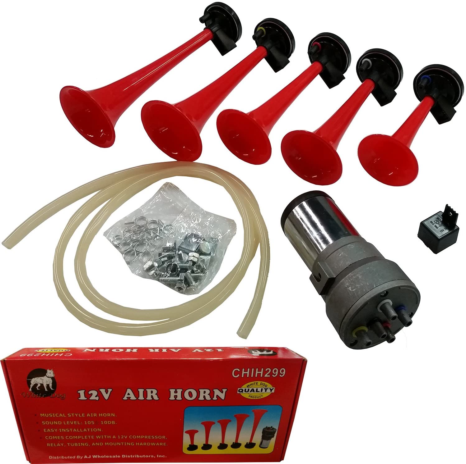 Five Trumpet Air Horn Combo Pack with 12 Volt Air Compressor & All Hardware Needed for Complete Install. Get The Sound You Need for Then Price You Like