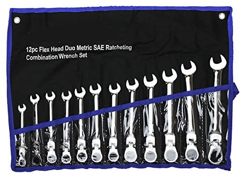 Elite Model 12PC Flexhead Duometric Ratcheting Wrench Set Heat Treated Wrench Set