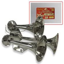 Triple Trumpet Tri Chord Chrome Polished Air Horn with Easy Mounting Platform That Has The Power to Let You Be Heard When You Need It Most