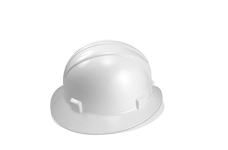 High Visibility Professional Grade Safety Helmet With Full 360 Degree Brim For Extra Protection (White)