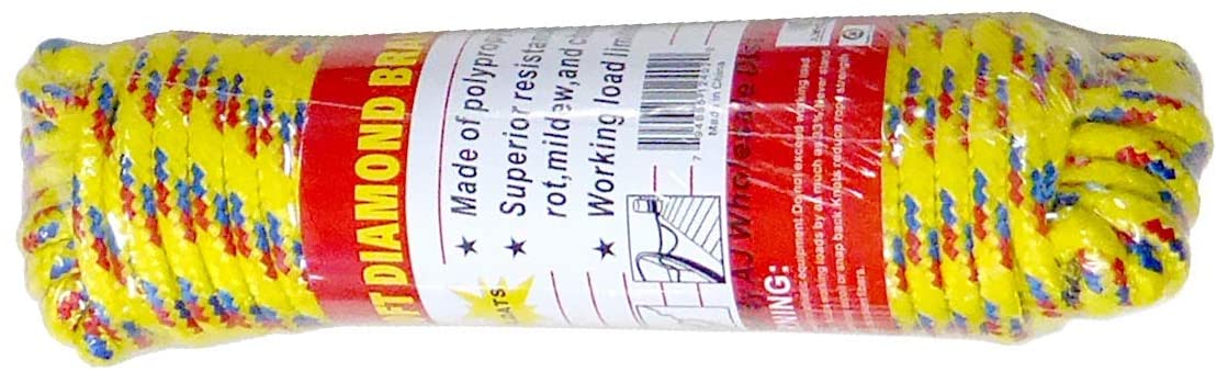 Multi-Purpose Assorted Color Polypropylene Rope Tie Down Utility Rope (1/4", 50ft)