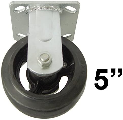 5" x 2" Industrial 4PK of Hardened casters, Stationary with Flat Mounting Surface and Easy Connect for Quick Install