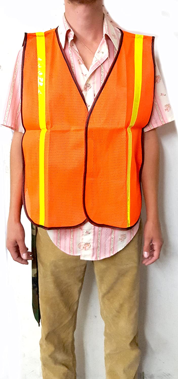 Adjustable Safety Vest Bright Neon Orange Reflective Crossing Gaurd Vest XL