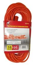 16 Gauge Heavy Duty Grounded Safety Orange Outdoor Rated Extension Cord, Three Pronged Connection Pre Rolled And Ready To Use (100ft)