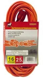 16 Gauge Heavy Duty Grounded Safety Orange Outdoor Rated Extension Cord, Three Pronged Connection Pre Rolled And Ready To Use (25ft)