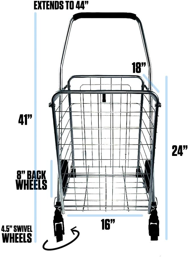 Voyager Tools Portable Lightweight Shopping Cart Collapsible Grey