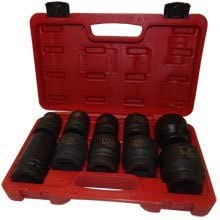 Jumbo Impact Socket Set 10 PC 1" Socket Set Heavy Duty SAE With Carring Case