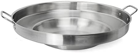 Round Stainless Steel Concave Comal Pozo Griddle Taco Grill Fry Pan Indoor Wok Cook Indoor Outdoor Cooking With Portable Gas Stove Burner 23" Heavy Duty Concave Comal Griddle Pan