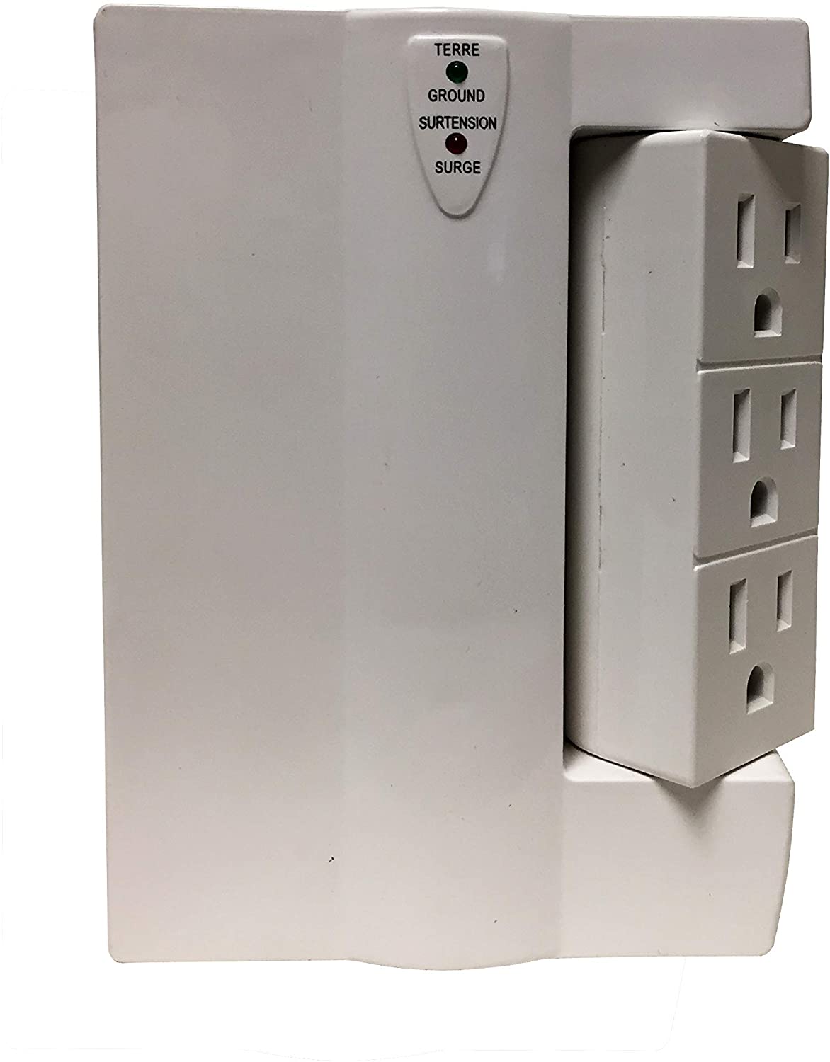 Surge Protecting 6 Outlet Power Bar with 3 Swiveling Side Outlets