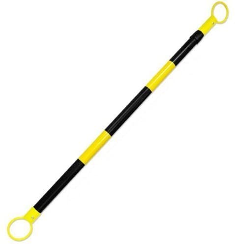 Traffic Cone Barrier Bar is 2"OD x 52-80" Length Safety Cone Bar  Retractable Black/ Yellow