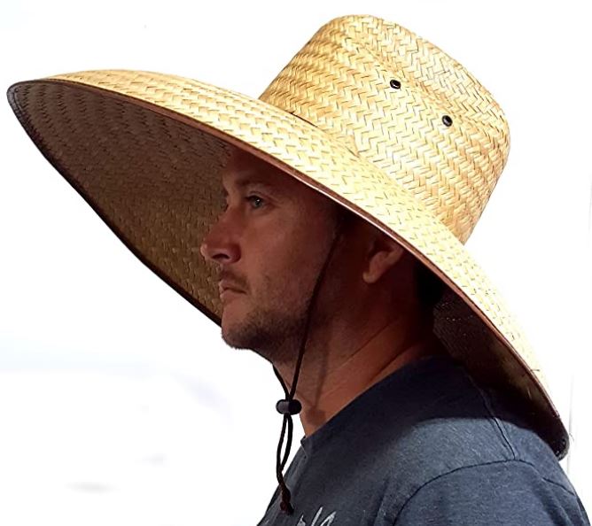 Double Weaved Hard Shell Shade Hat Large Fit Wide Brim Straw Hat Tan